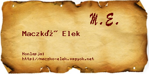 Maczkó Elek névjegykártya