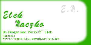 elek maczko business card