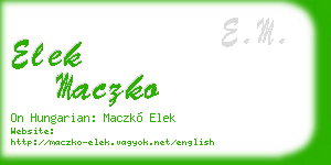 elek maczko business card